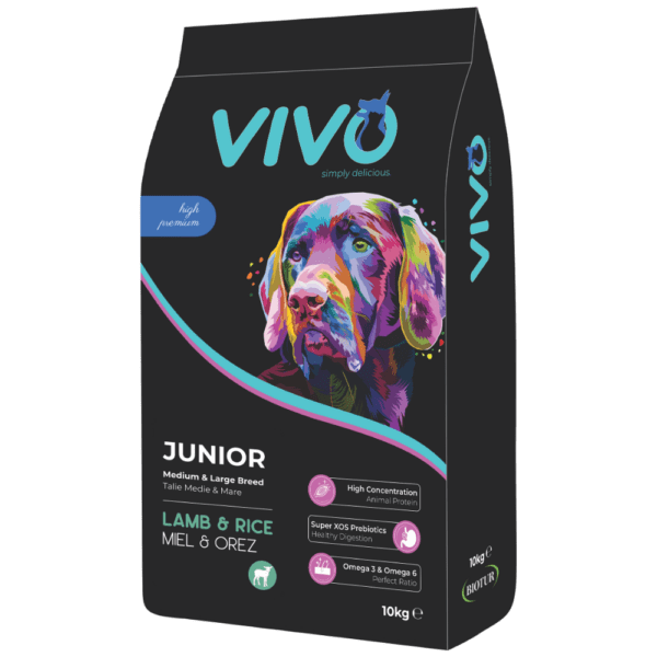 VIVO Dog Junior cu miel și orez (talie medie și mare)